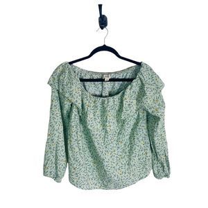 5 for $30 a.n.a A New Approach Floral Off Shoulder Top Green Women’s Size Medium